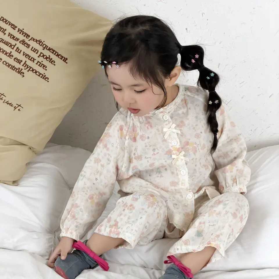 Pajamas Kids Double Gauze Cotton Pajamas Set Lightweight Cartoon Print He Clothes for Boys Girls Spring Summer AutumnW261019