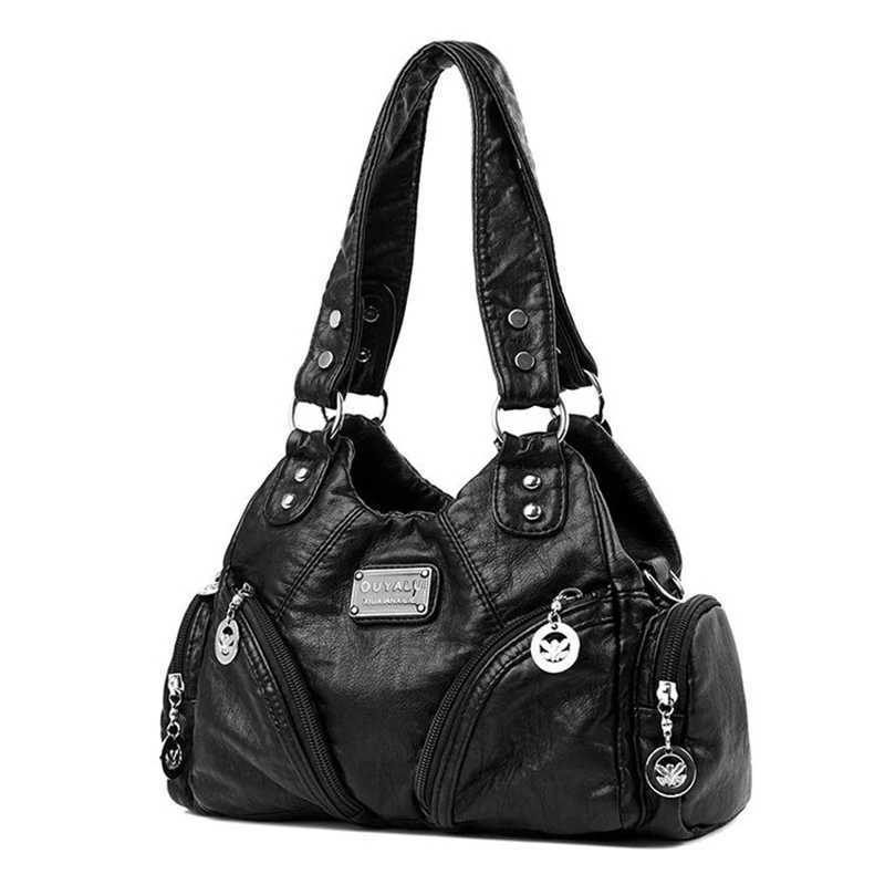 Luxury Soft Pu Leather Brand Girls Shoulder Bags Black HandBags Tote New Arrival Mini Small Motorcycle Bags Crossbody for Women X261016