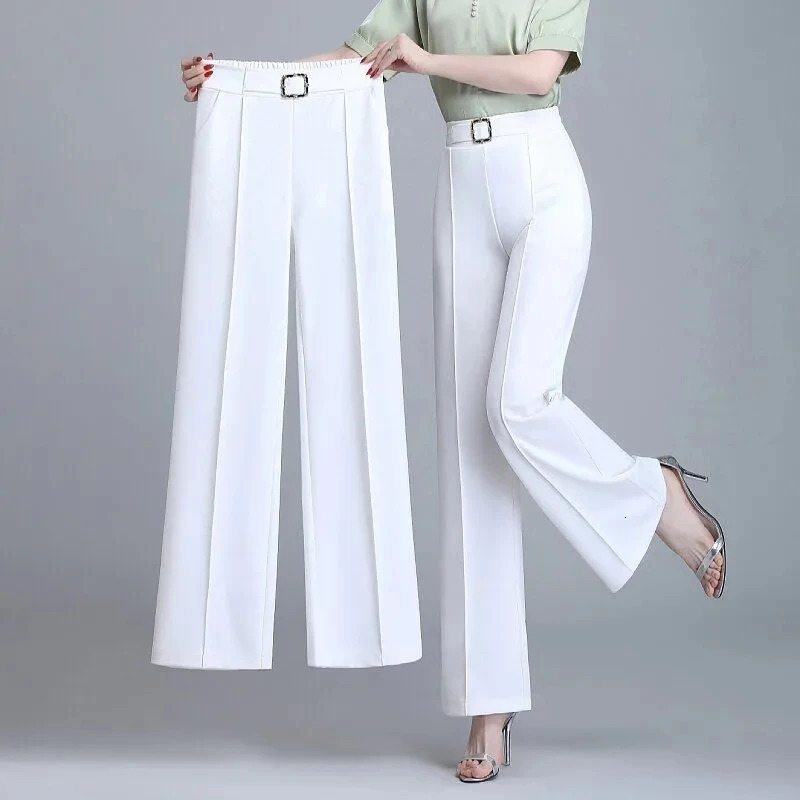 High Waist Wide Leg Pant Spring Autumn Drop Feel Relaxed Straight Suit Fashion Wild Casual Trousers White Black 261015