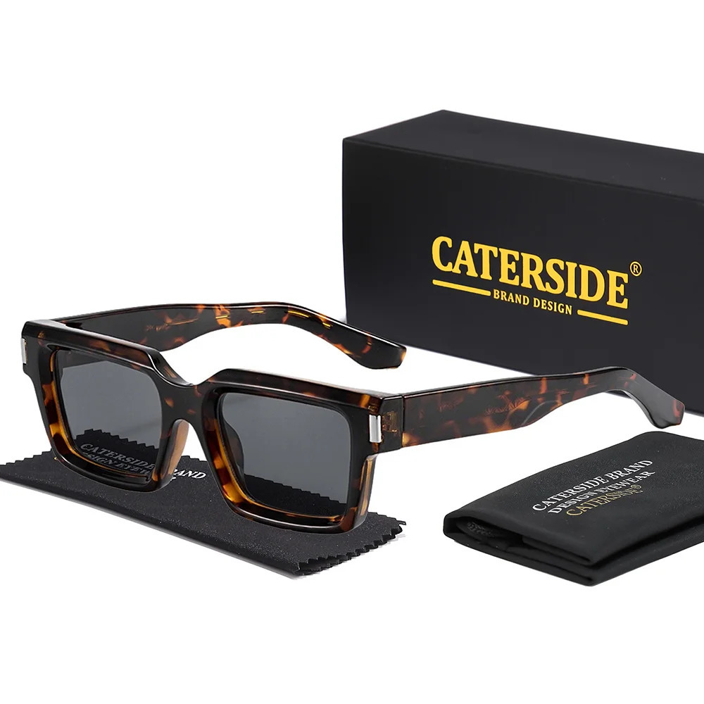 CATERSIDE Retro Men's Sunglasses High Quality Square Thick Frame Sunglasses Women's Outdoor Travel Driving Glasses UV400 261016