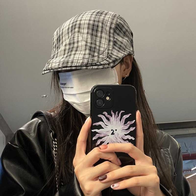 Plaid Vintage Grid Flat Cap British Ivy Newsboy Cap Adjustable Light Breathable Beret Hat for Men Women Spring Daily Streetwear S261016VQLD