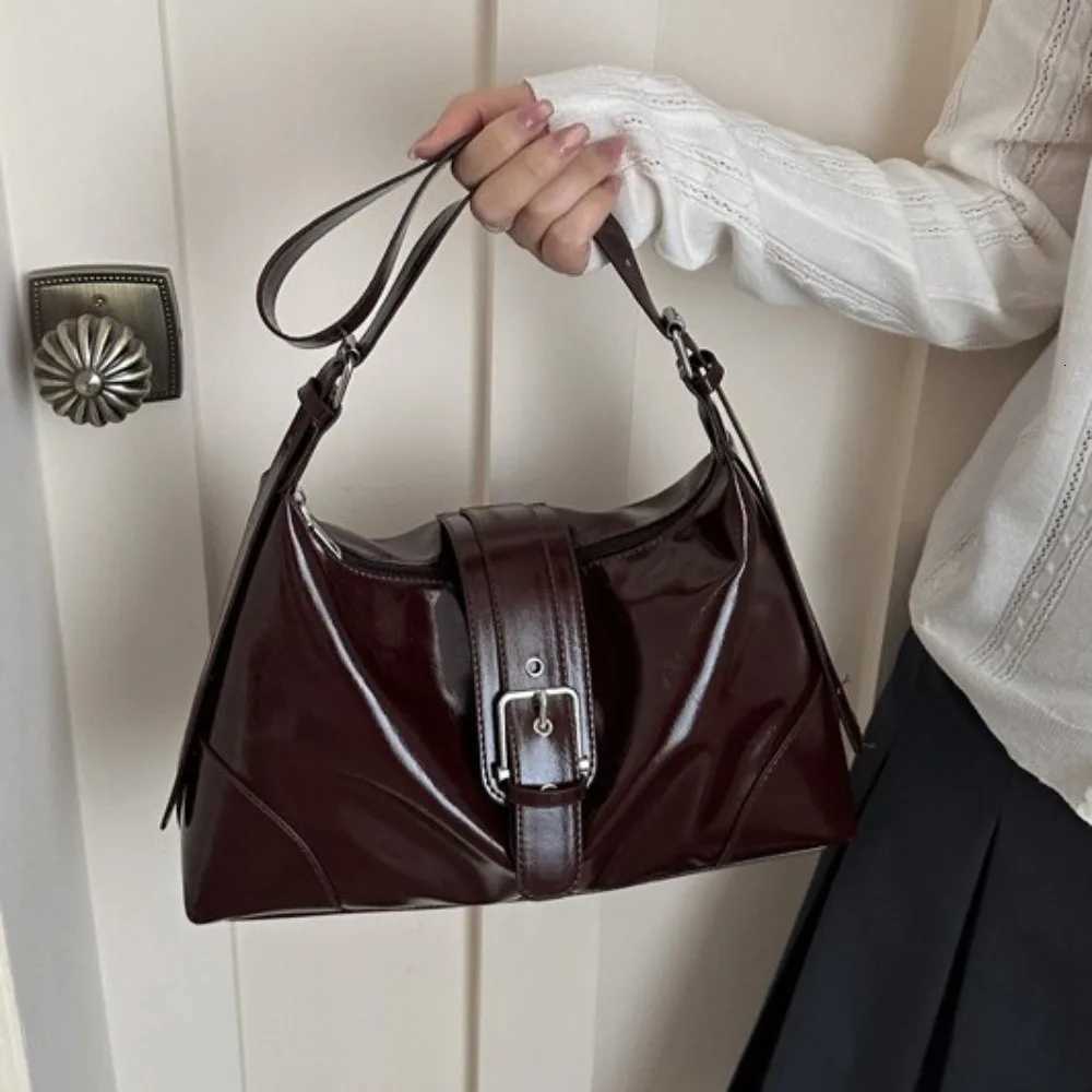 Evening Bags Fashion Maillard Pleated Hobo Shoulder Bag PU Leather Casual Armpit Bag Y2K Large Capacity Clutch Handbags for Women H261016