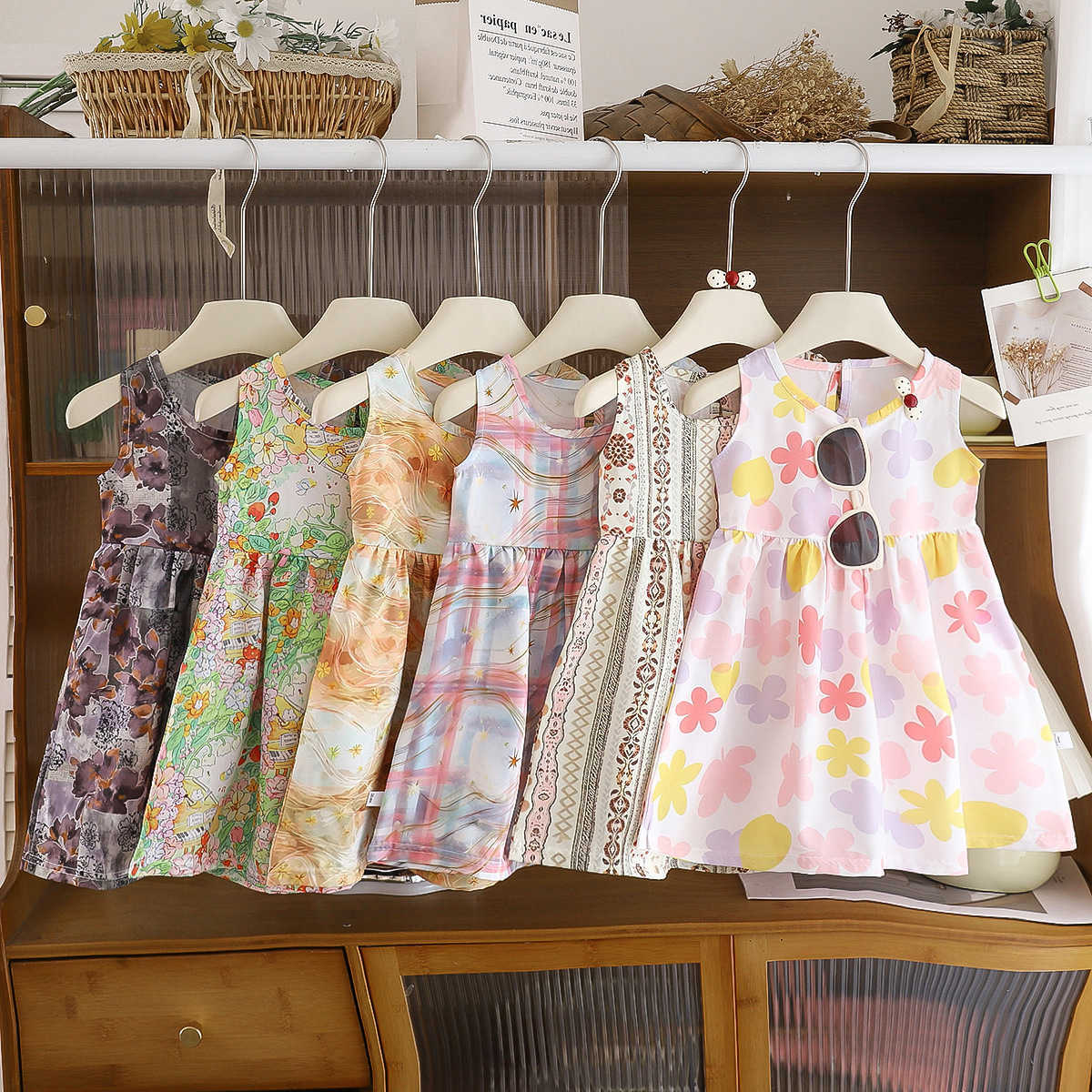 Dress Girls Summer Floral Pattern Children's Sundress Cute Thin Baby Casual Clothes S261016E1NT