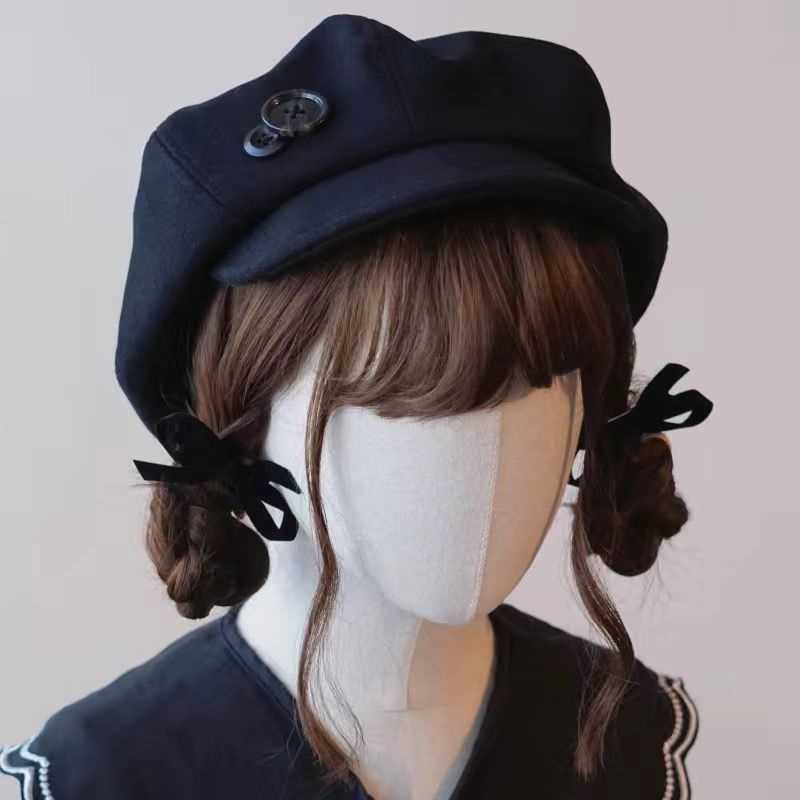 Japanese Korean Handmade Cloud Beret Cap Autumn Winter Face-Slimming Warm Brown Mallard Color Painter's Hat Cute Retro Style S261016W670