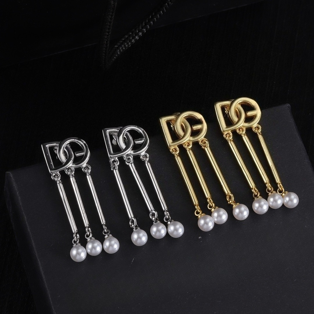 Pearl Earring Designers Jewelry Brand Letters Stud Women Luxury Earring Crystal Rhinestone 18K Gold Plated Earrings Party Gift