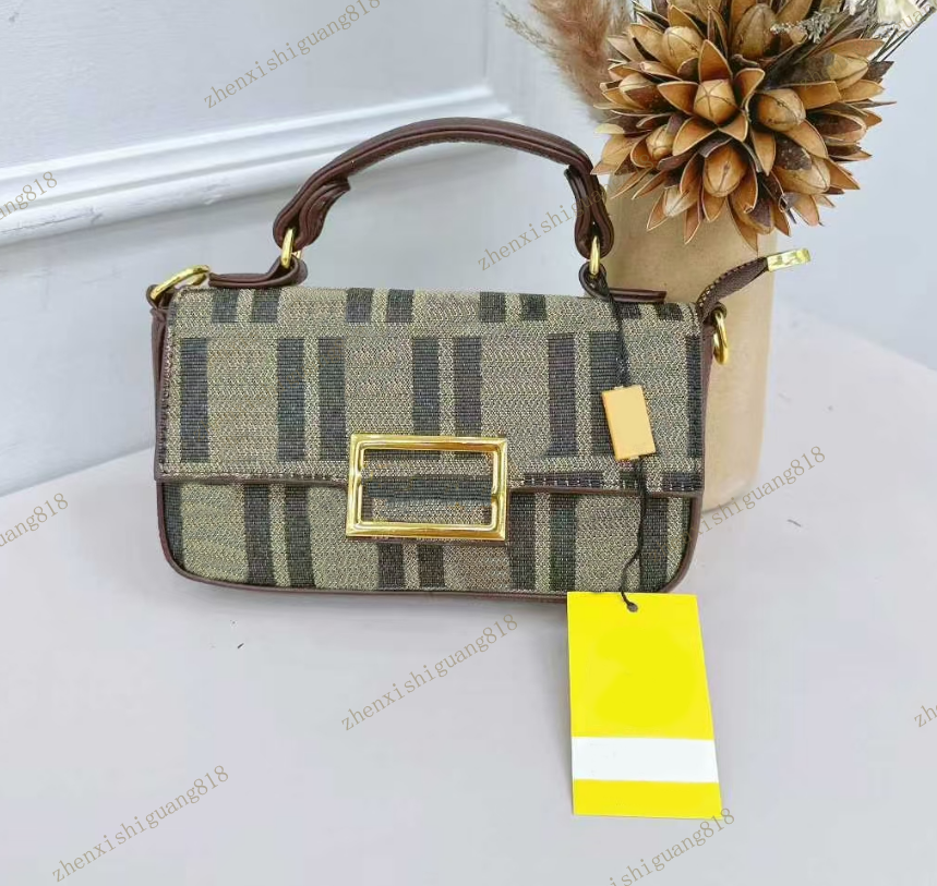 Fashion baguette bagleather designer bags forwomen luxury shoulder bagsmoon handbag embossedleather canvas bucket bagmini clutch bag brown blacknew