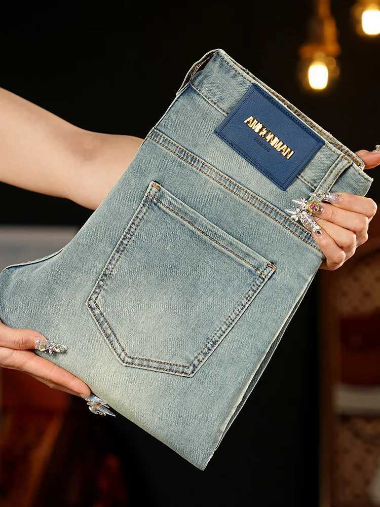 Men's Jeans High end jeans men's spring and summer 2025 slim fit small foot trendy brand men's casual versatile elastic long pantsT26