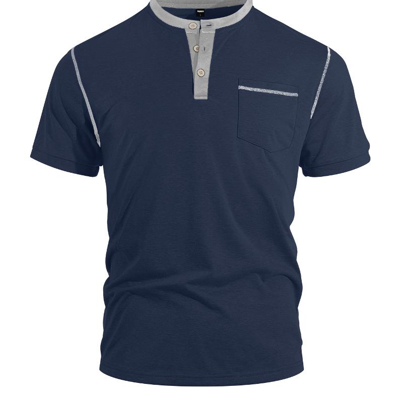 Polo d'été à manches courtes pour hommes, col montant solide, mélange de coton, évacuant l'humidité, décontracté, coupe ample, hauts S-3XL