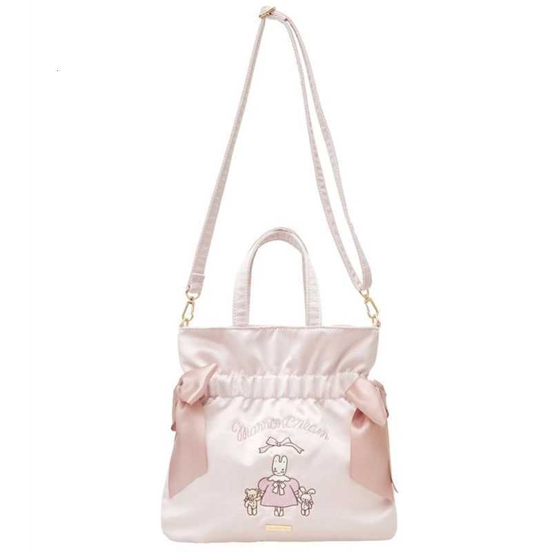 Shoulder Bags Marron Cream Messenger Bag Handbag Dual Use Bowknot Embroidery Crossbody Bags for Women Ladies H261016
