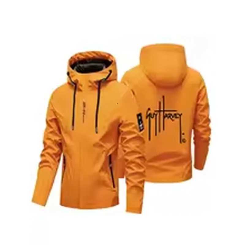 Outdoor Jackets Hoodies Men Lightweight Hooded Windbreaker Spring Autumn Outdoor Coat Handwriting Script Art Print Hiking Fishing Casual OuterwearT2