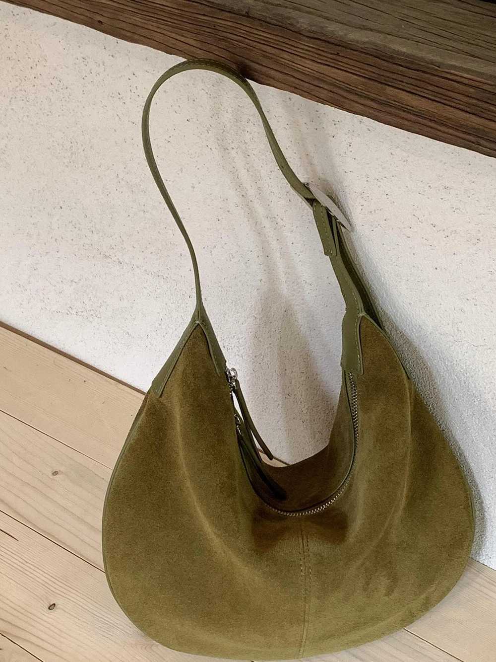 Shoulder Bags Retro Green Suede One Shoulder Bag Versatile Commuter Underarm Bags Autumn Winter Elegant Women's Party Handbags Trend X261016
