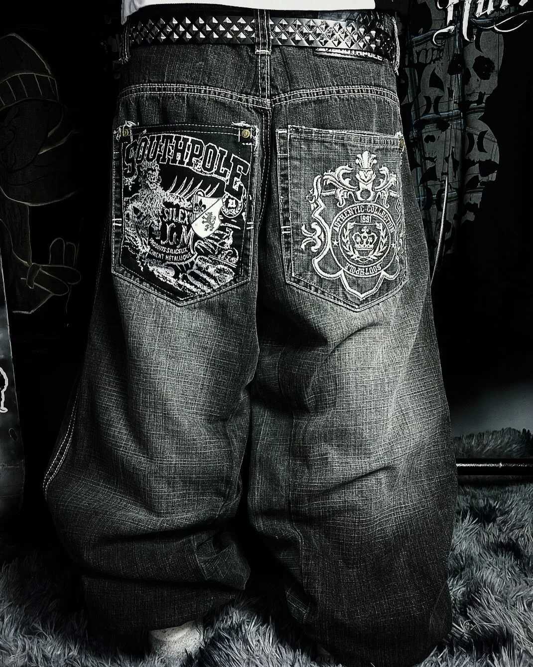 Men's Jeans American Hip-hop Oversized Jeans Mens Retro Skateboard Boy Wide-leg Pants Gothic Graffiti Couple Wide Y2k PantsT261016