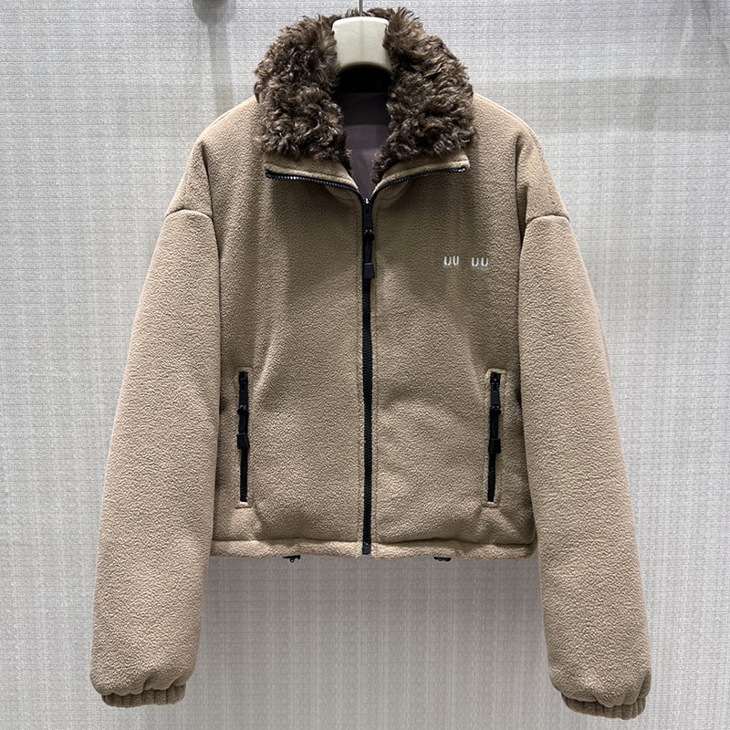Letters Embroidered Fuzzy Fleece Jacket Coat Designer Women Long Sleeve Half Zipper Outerwear Winter Autumn Vacation Street Style Velour Jackets