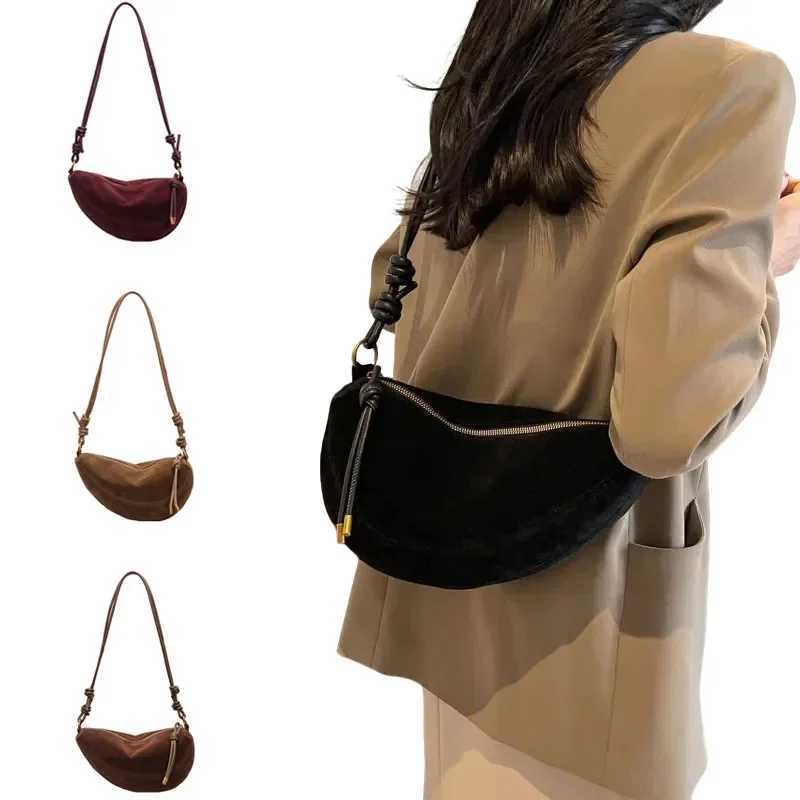 Totes Faux Suede Super Popular Niche Suede Shoulder Bag for Women 2025 Hot Sale Single Crossbody Bags Underarm Dumpling Sweet Bags X261016