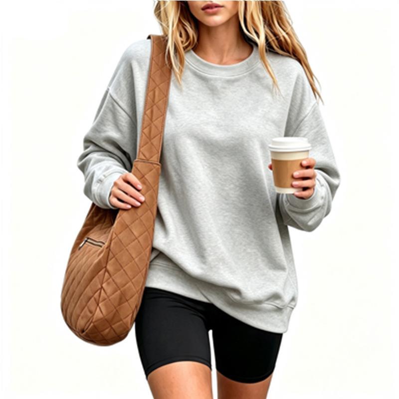 Sweat-shirt à col ras du cou surdimensionné unisexe, pull de couleur unie à manches longues, Streetwear décontracté, haut de sport d'automne et d