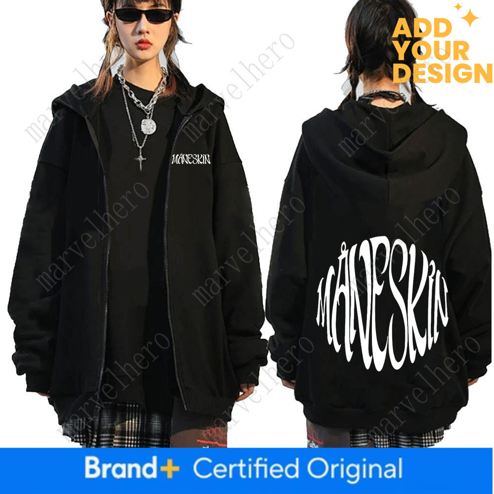 Italian Rock Band Maneskin Logo Zipper Hoodie Men S Fashion Vintage Zip Up Sweatshirt Punk Oversized Hoodies Jacket Outerwear