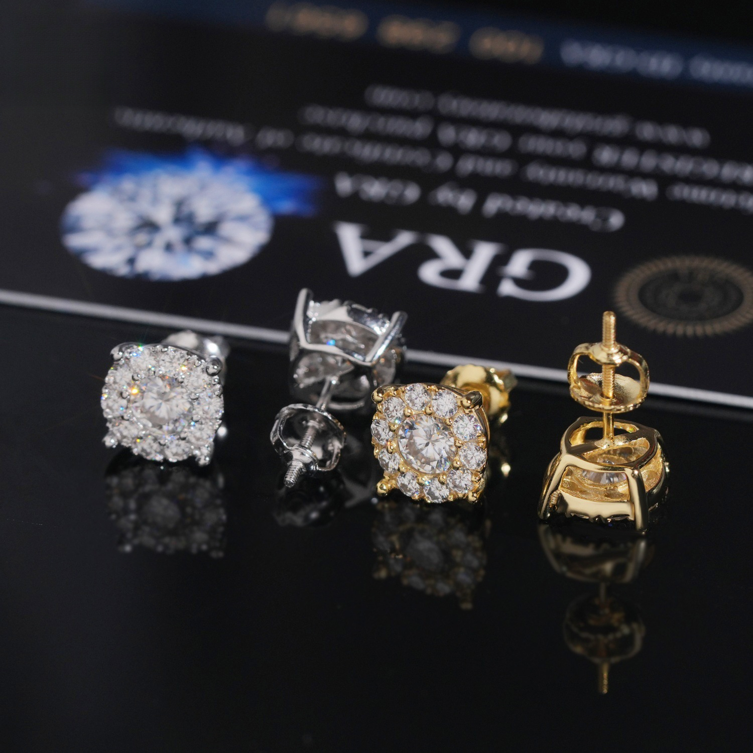 niche light luxury earrings, S925 silver inlaid with 0.45 ct round VVS moissanite, classic popular earrings