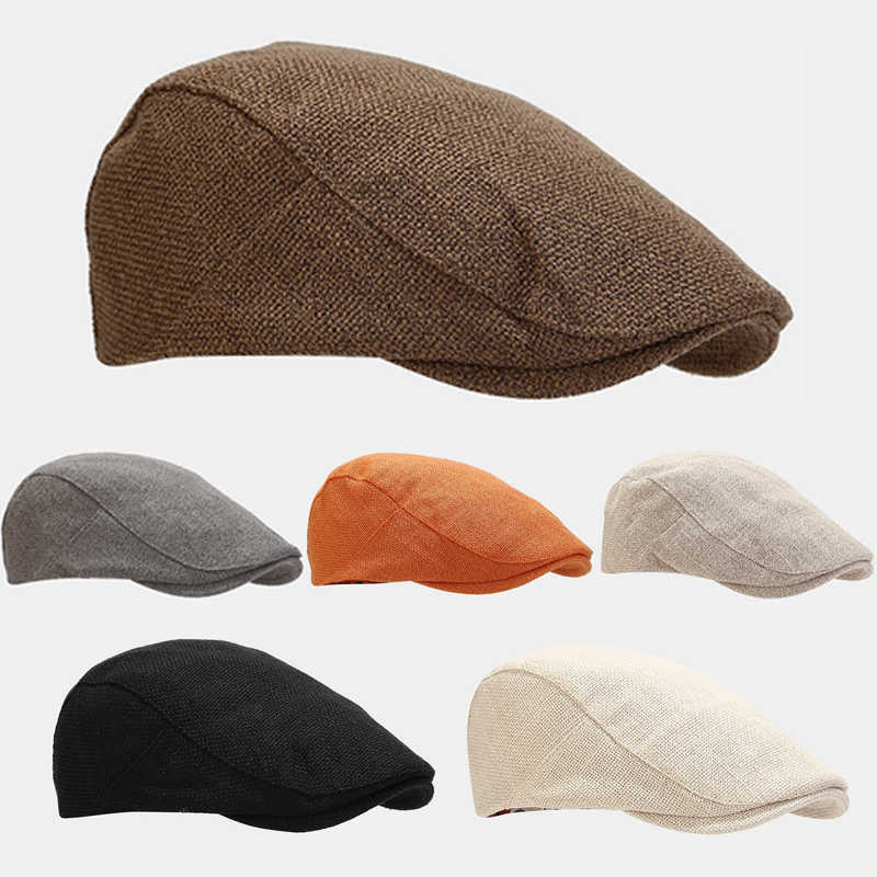 Linen Vintage Beret Caps for Men Women Fashion Newsboy Adjustable Hats Unisex Breathable Solid Color Artist Painter Hats S261016899T