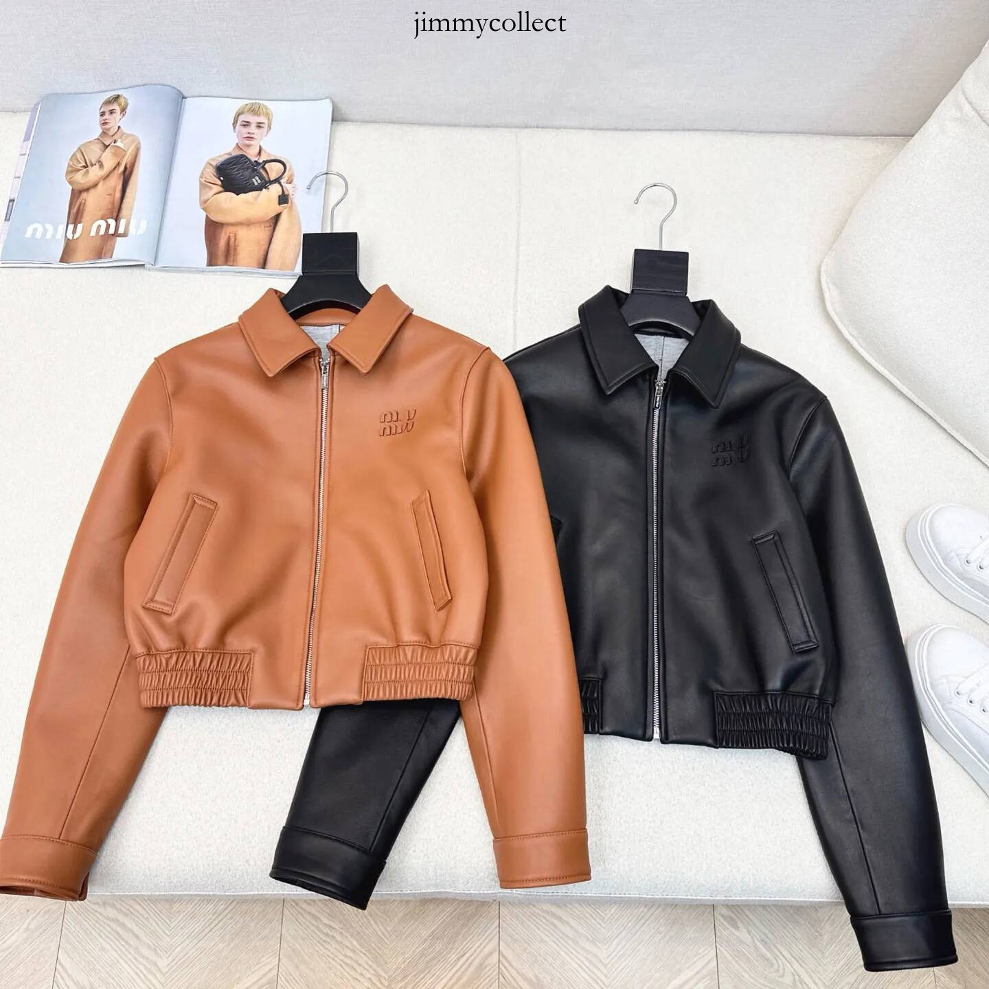 Designer MM Jackets embroidered women s trendy brand versatile American loose leather jacket sports de0