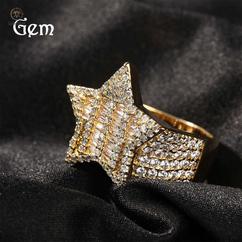 Ancient Style Jewelry New Mixed Moissanite Cool Trendy Men's Moissanite Jewelry Hip Hop T Square Stone Pentagram Ring 1