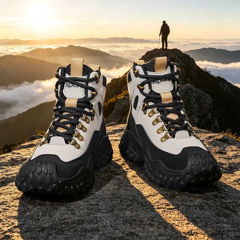Men's Outdoor HighTop Boots with Thick Soles Excellent Grip Especially Suitable for Mountain Climbing and Hiking Casual Mountaineering Camping