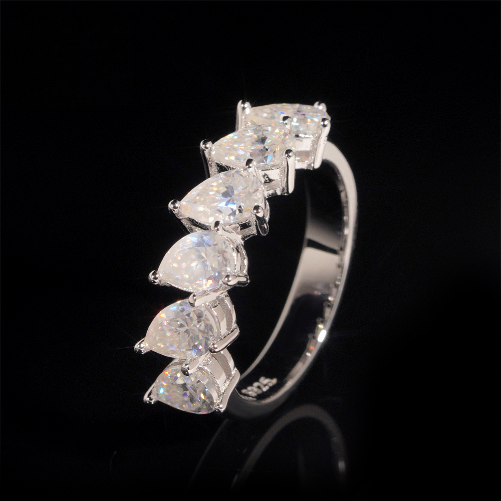 style teardrop ring, S925 sterling silver with moissanite, pear-shaped, 4*6mm, new and popular for