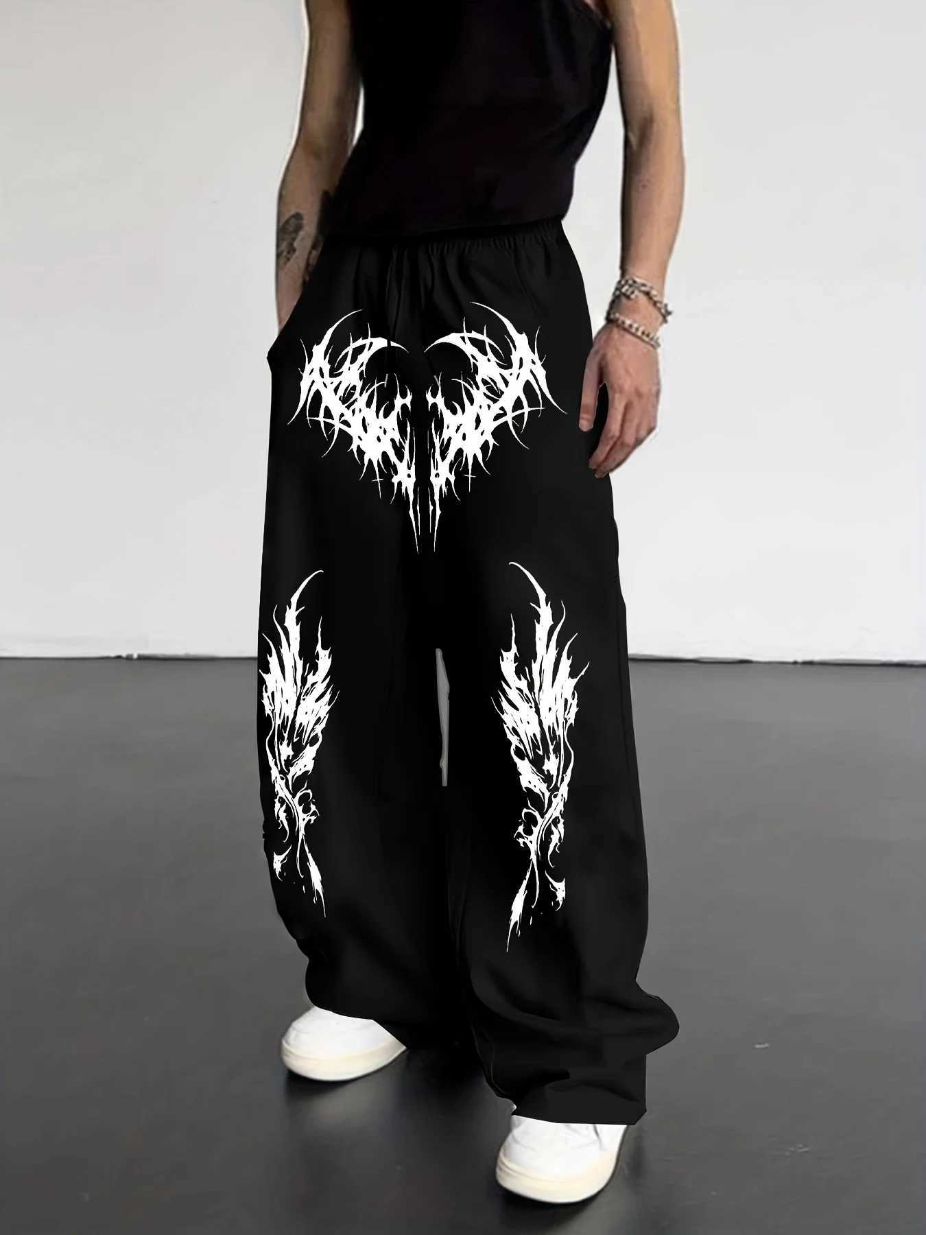 Gothic Dark Style Men's Casual Sports Jogging Pants Fashion Trend Sports Long Wide Leg Pants Men Clothing Baggy Pants S261016MRSB