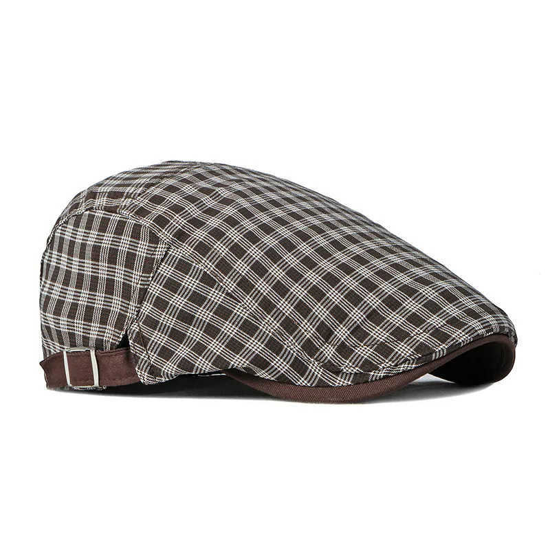 and Spring Summer Cotton Plaid Newsboy Caps Men Flat Peaked Cap Women Painter Beret Hats 10 S261016S98Y