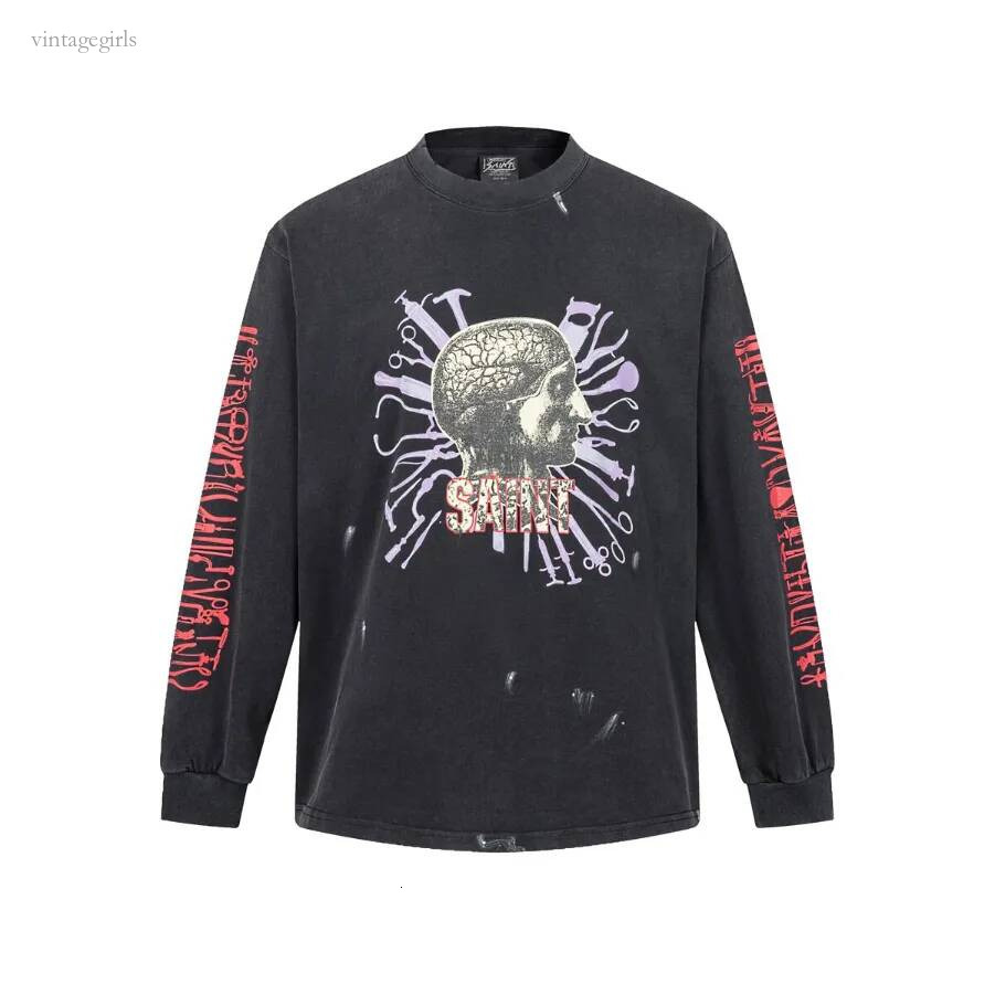 Designer T Shirt Men Women Fashion T Shirt Long Sleeve High Quality Print Black Retro Autumn Graphic Streetwear Y2k Size S-Xl