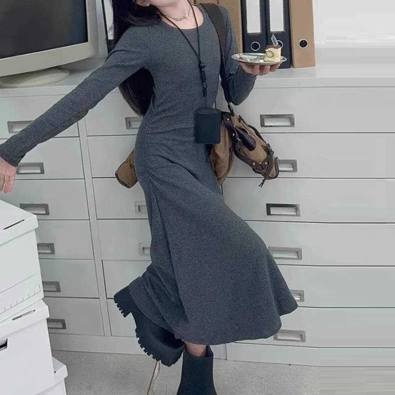 Dress Girls Spring Autumn Clothes Bottoming Children Fashion Long Sleeve Vestidos Kids Solid Color Dresses 6 8 10 12 14 Years S261016X421