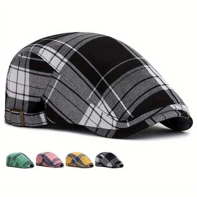 Summer Spring Berets Hats For Women Men Multicolor Plaid Herringbone Caps Duckbill Newsboy Cap Thin Cabbie Ivy Flat Hat S261016GW7M