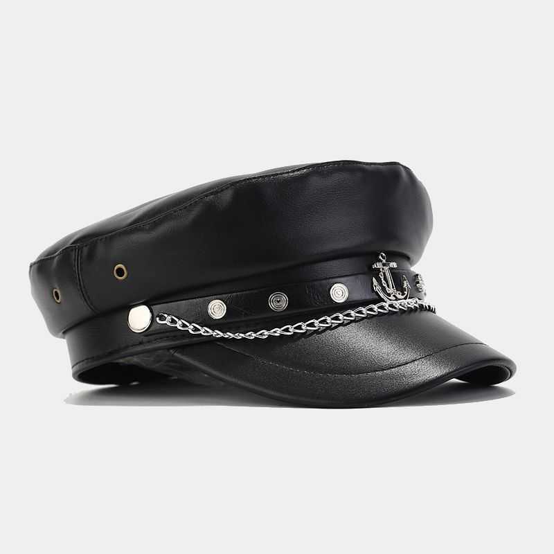 PU Fashion Leather Beret Vintage England Flat Newsboy Caps Outdoor Casual Army Cap S261016ZH95