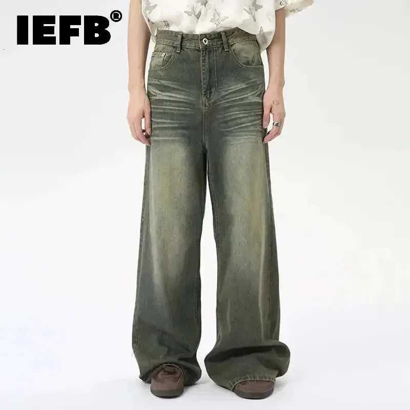 Men's Jeans IEFB Fashion Loose Men's Straight Denim Pants American Style Casual Worn-out Design Wide Leg Jeans Summer New Trend 9C6256T261