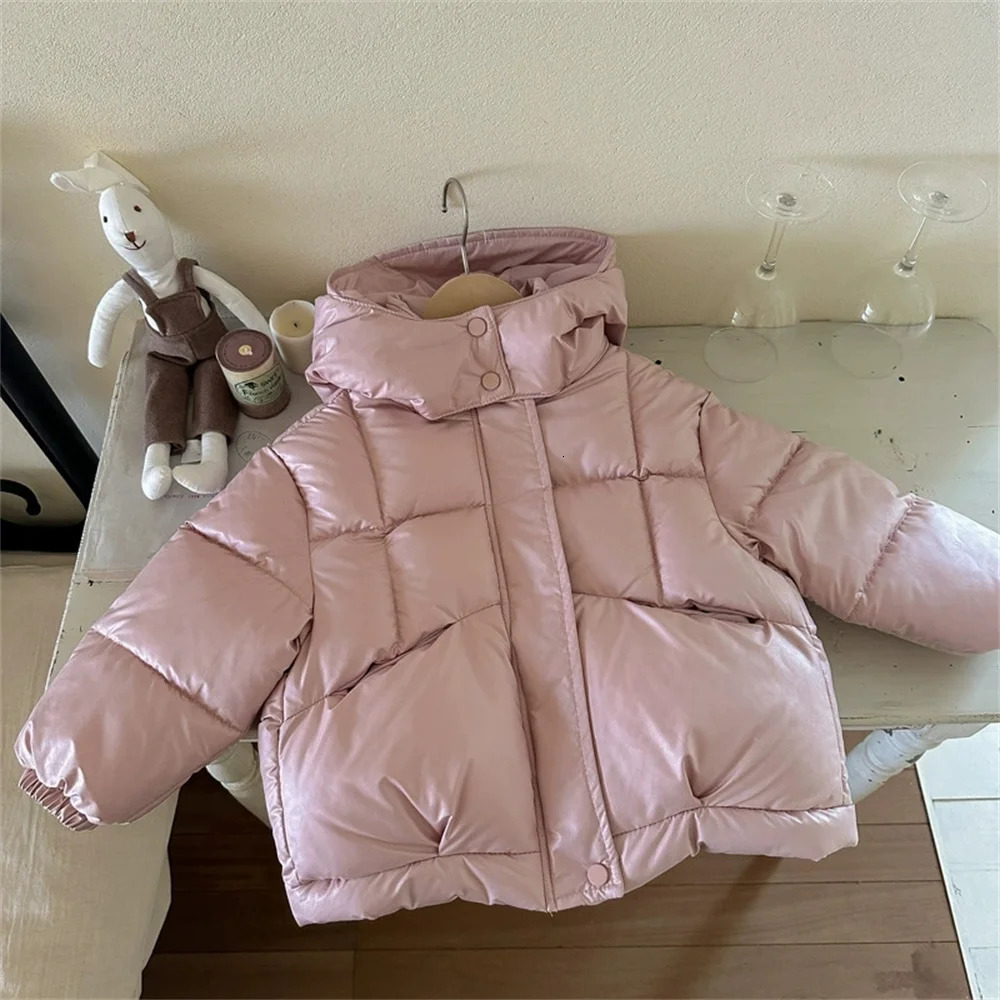 Winter Kids Down Cotton Jackets Autumn Girls Hooded Thick Warm Coat Teenage Solid Outerwear Children Clothing 410 Years 261016