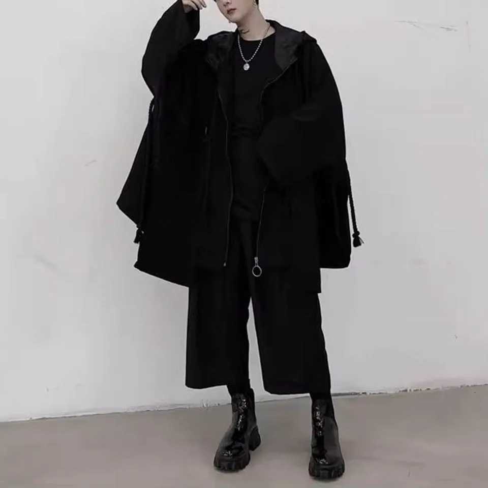 Autumn Men's Mens Jackets XS-5XL Hoodie Casual Large Pocket Rope Decoration Sweatshirt Streetwear Fashion Loose Dark Top Men'S Clothing 20