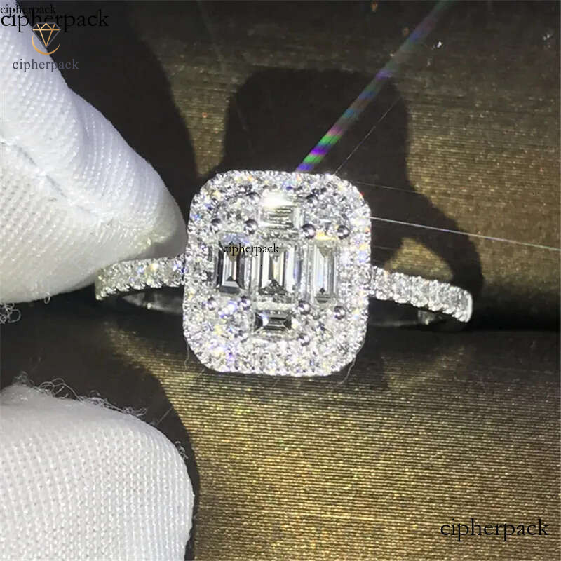 2018 New Arrival Stunning Jewelry 100% Pure Sterling Sier T Shape White Topaz CZ Dia Gemstones Women Wedding Band Ring Gift 96
