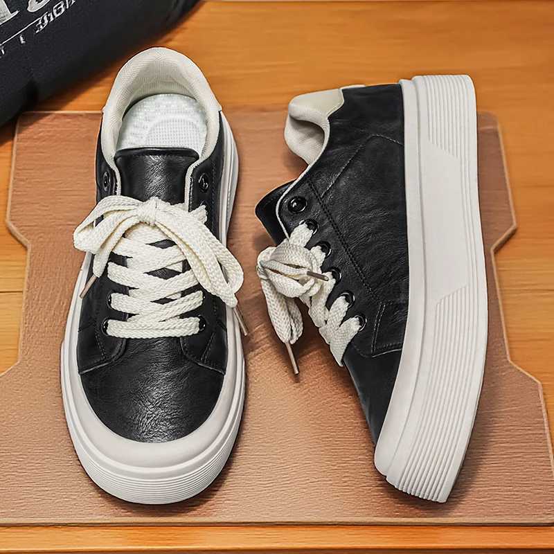 Casual Shoes Trend Men's Casual Sneakers Comfortable PU Leather Skateboard Shoes For Men Sports Shoes Outdoor Platform Sneakers Man Trainers H2