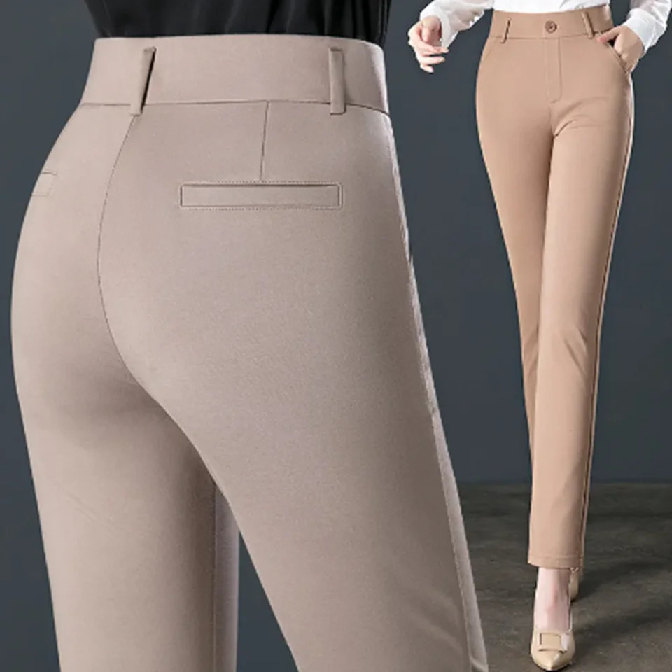 High-QualityWomen's Spring and Autumn Elastic High Waist Thin Straight Pants Knitted Extra Large CasualLeggings Y2k Pants S-10XL 261015