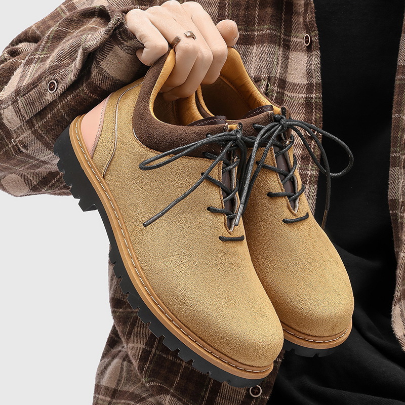 Spring Niche Original Autumn Low-Top Thick-Soled Height-Increasing Retro Workwear Derby Yellow Boots Men Z613