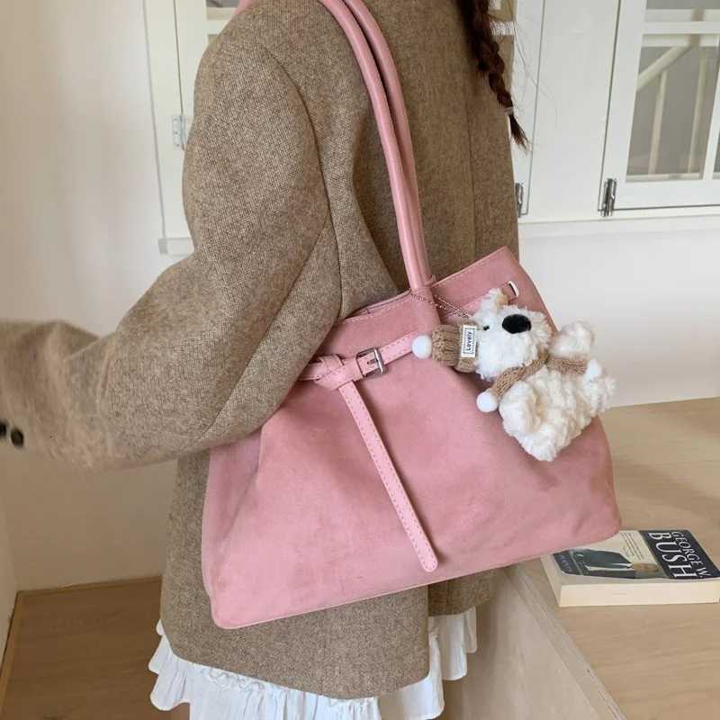 Totes Retro Suede Leather Tote Bag Women's Faionable Outing Commuting Handbag Large Capaci Shoulder Bag Winter New Korean Fashion Y2K X261016