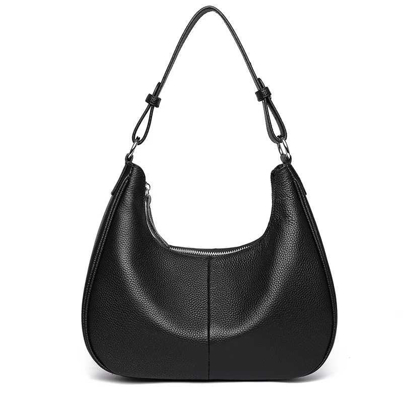Totes 100% Genuine Leather Underarm Women Shoulder Crossbody Bag Large Capacity Half-Moon Women Bags Designer Cowhide Commute Tote Sac X261016