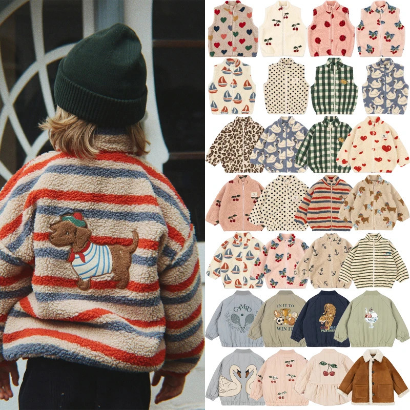 2026 KS Winter Baby Boys Lambswool Cherry Jackets Autumn Kids Clothes Girls Cartoon Outerwear Warm Childrens Coats 19Y 261016