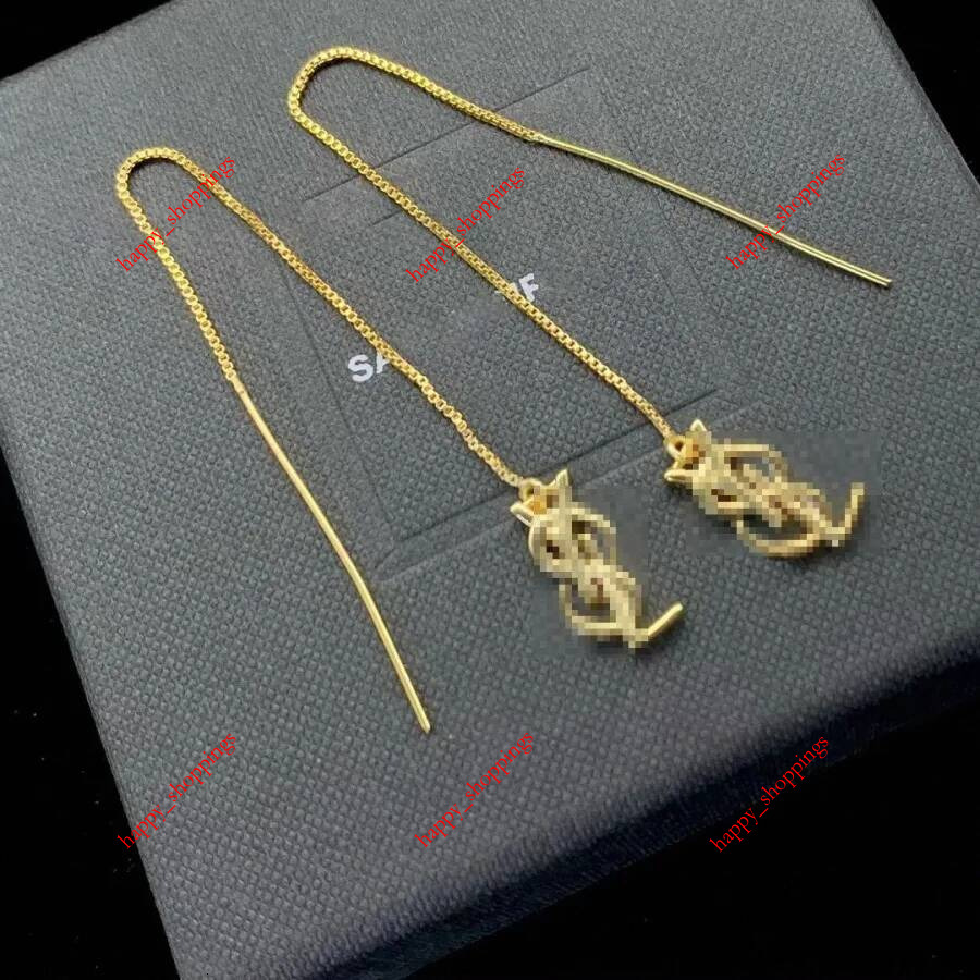 18k Gold tassel Long Lady designer earrings fashion titanium steel Elegant Jewelry for Women wedding Party Stud Luxury Gift C6qD