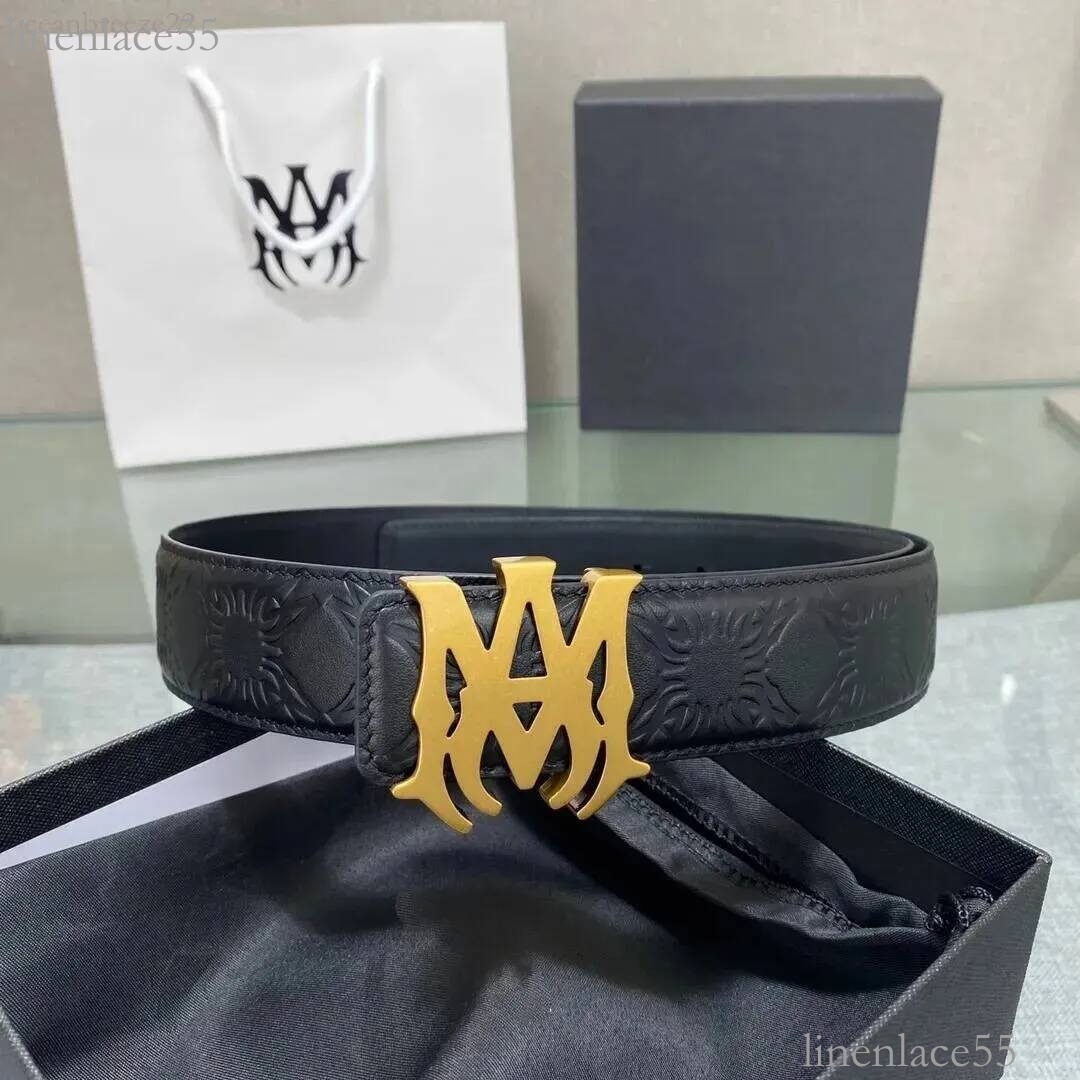 Amris Belt Men Designer Belt for Men Women Genuine Leather am belt Fashion Man am belt Clothing Accessories Business Waistband 3 8cm With Origial am