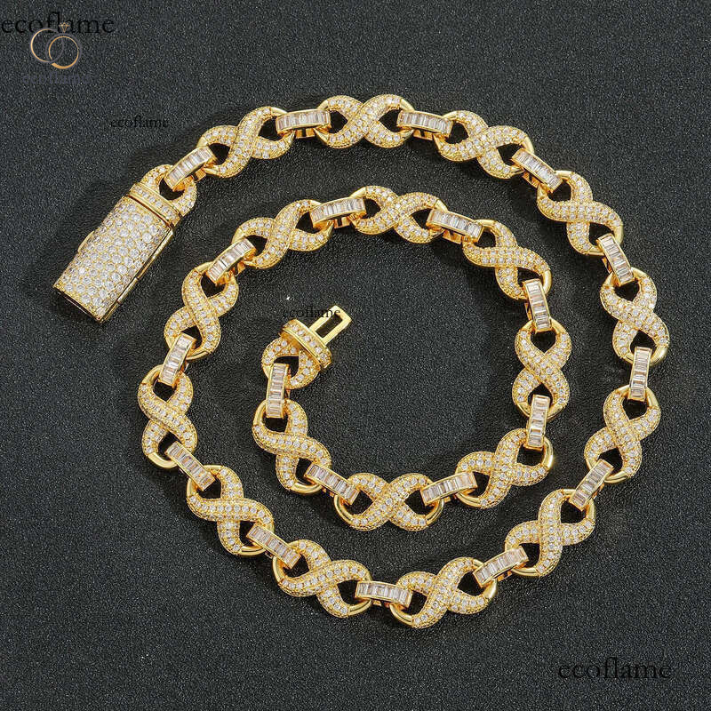 Hip Hop High Quality 8 Infinite Miami Cuban Chain Necklace Bracelets 5A Zircon Women Mens Jewelry Set