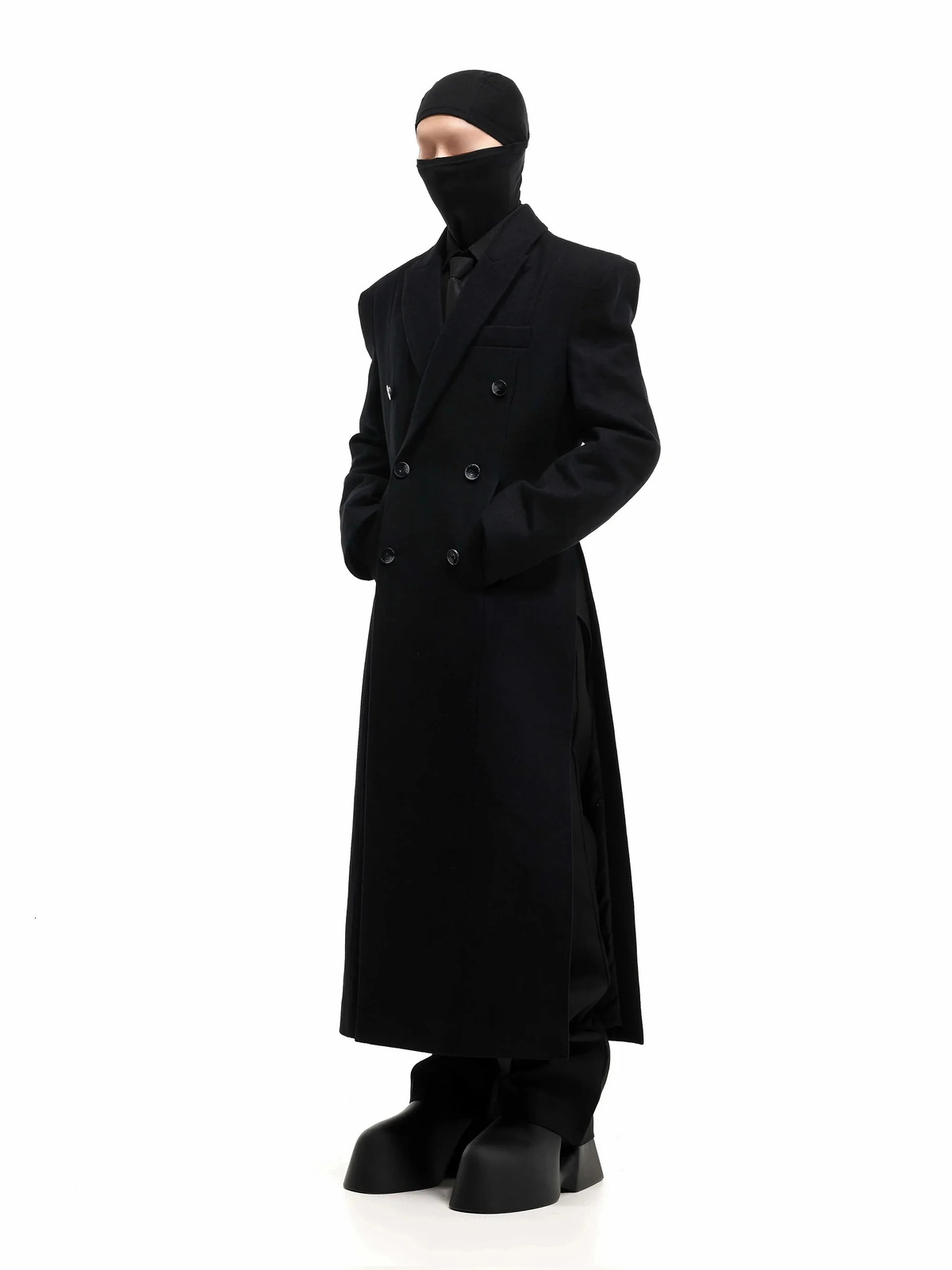 Mauroicardi Autumn Winter Long Warm Thick Fitted Black Wool Blends Coat Men Shoulder Pads Elegant y Woolen Overcoat 261015