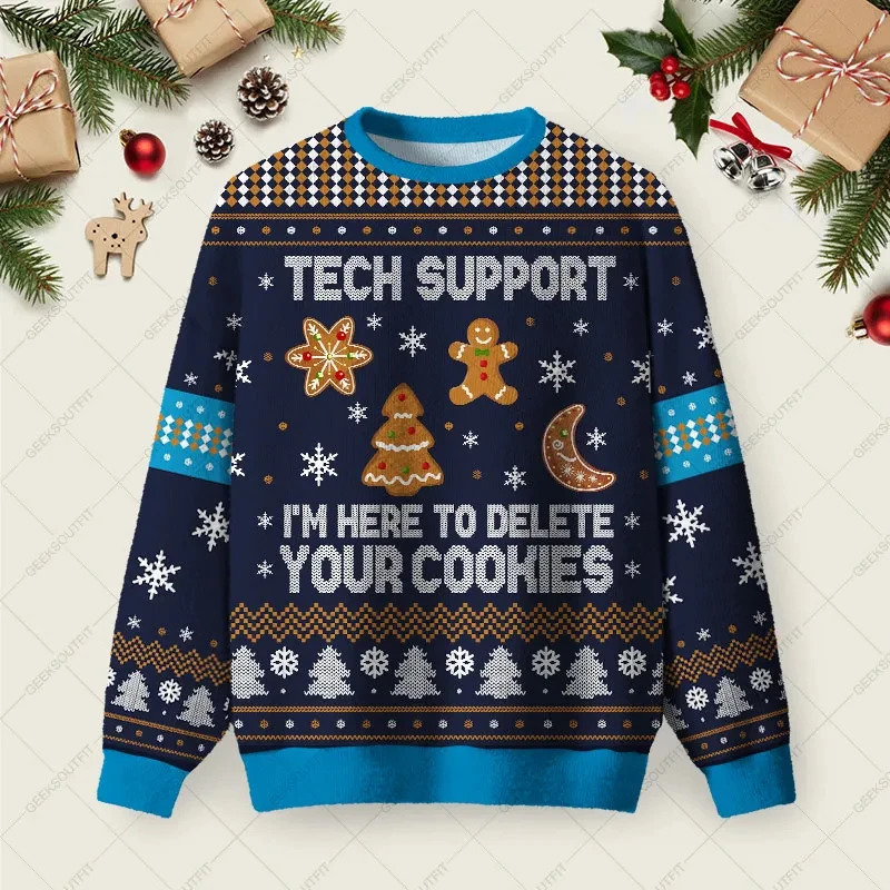 3D Print Gingerbread Man Graphic Sweatshirts Funny Santa Claus Ugly Christmas Sweater Unisex Xmas 2026 Pullover Casual Clothing 261016