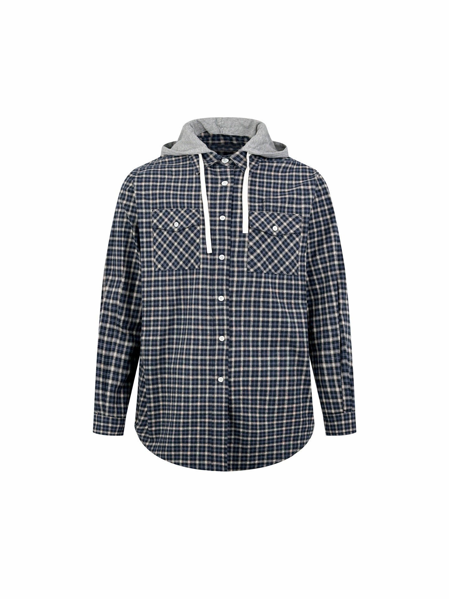 Designer Autumn New Collection: Preppy Style Plaid Hooded Shirt For Women, Loose Fit, Mid-Length, Versatile Long-Sleeve Outerwear 471c