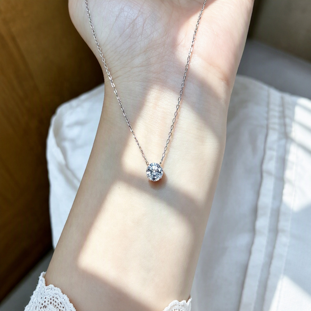 0.5 Ct 925 Sterling Silver Vvs Custom IGI Certified HPHT Created Lab Grown Diamond Necklace Pendant (For Women)