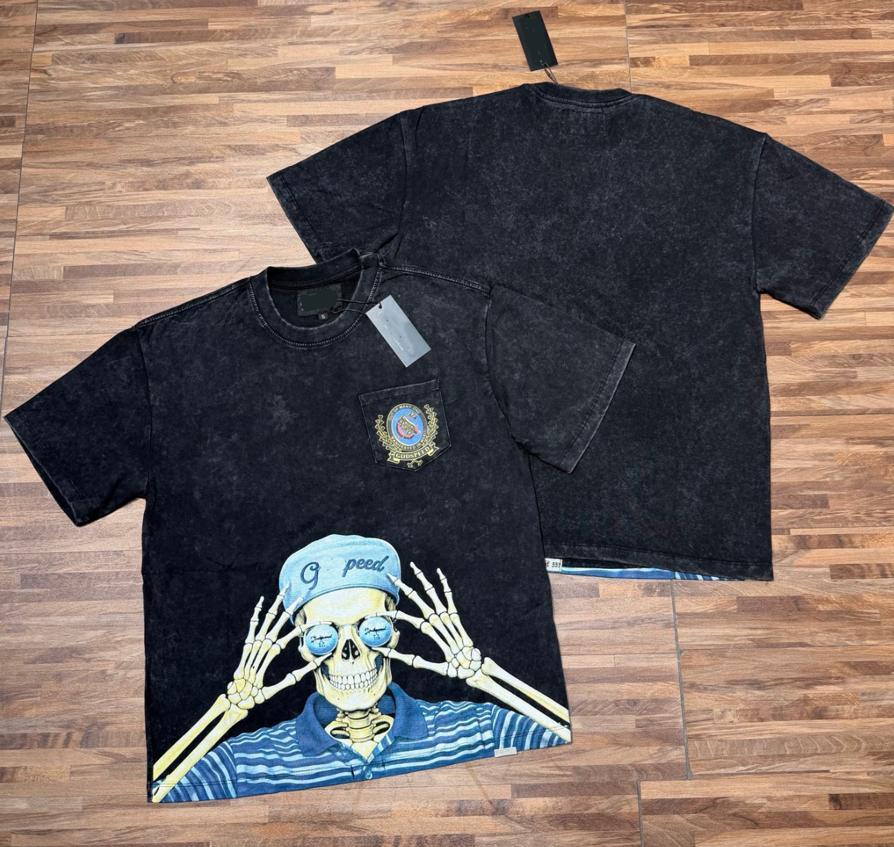 Designer Men's T-shirts Rock Street Washed Vintage Style Short Sleeve Tees (Digital Print)